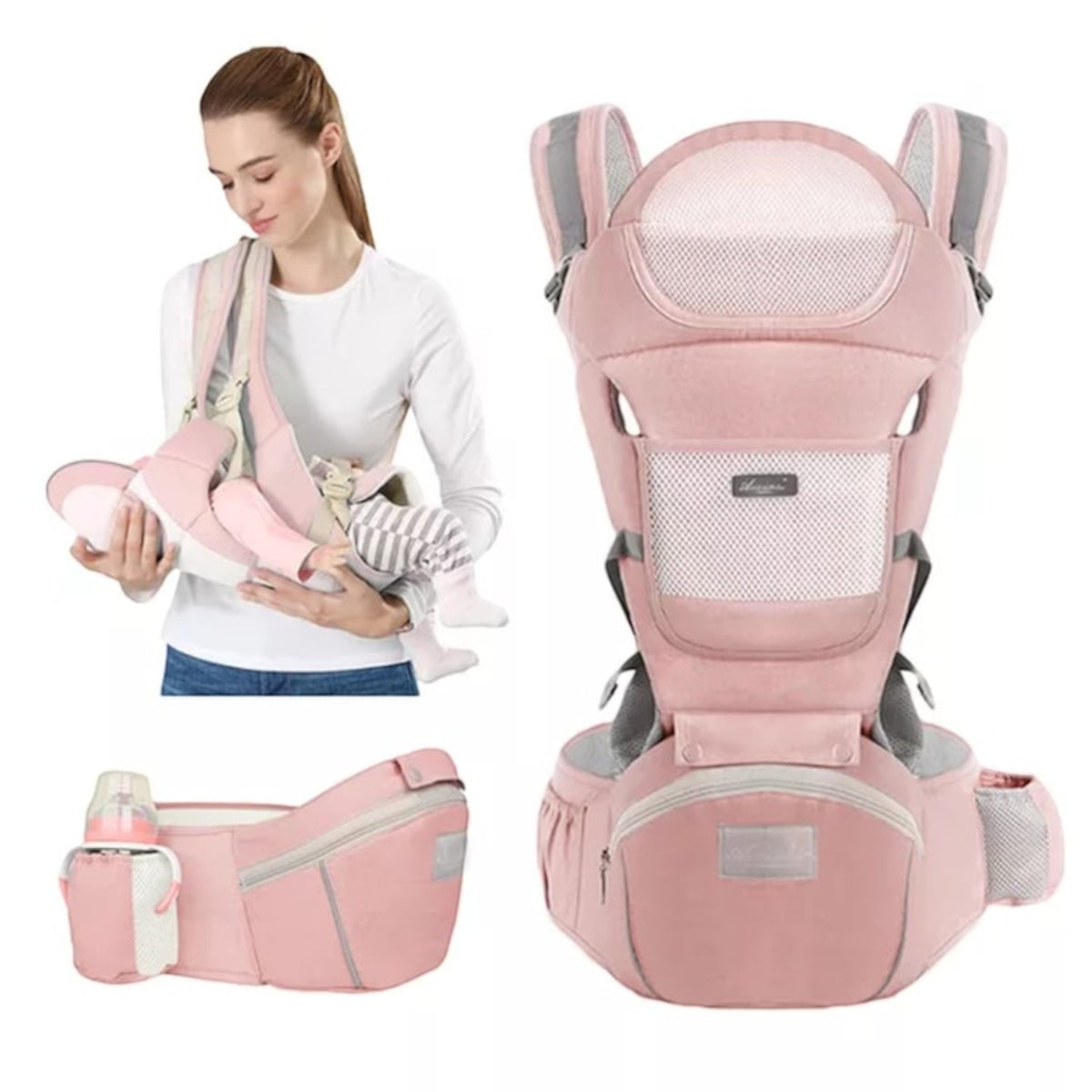 Marsupiu ergonomic multifunctional 15 in 1 pentru bebelusi, buzunar fermoar