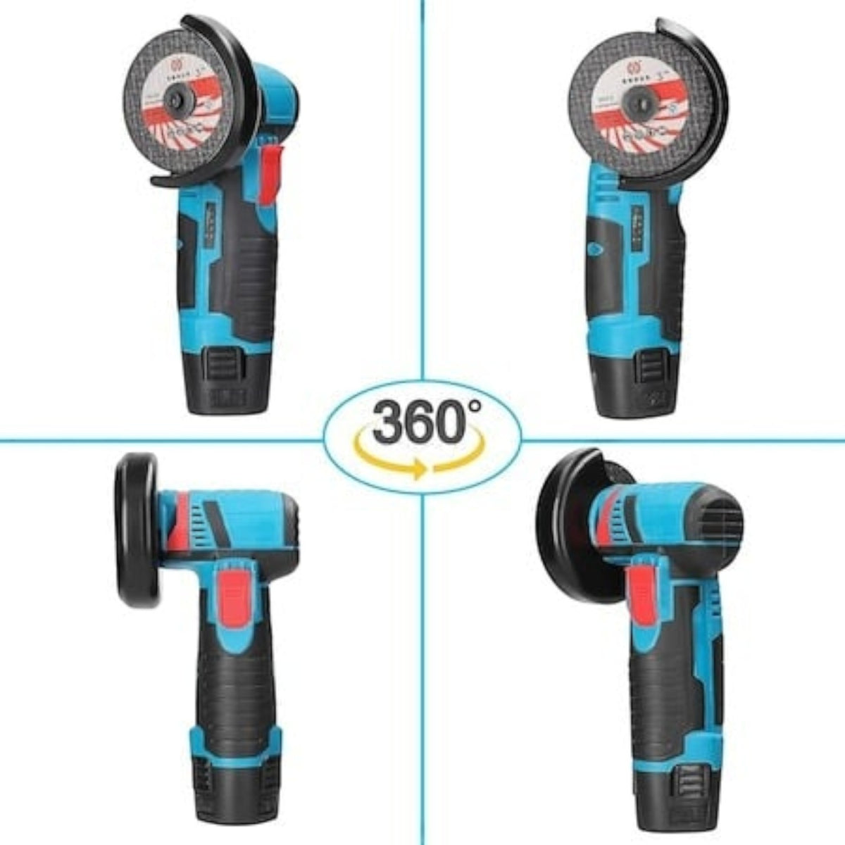Mini polizor unghiular 750W, 48V 8.0Ah, 19500 rpm, 6 discuri incluse, soft start, Verde/Negru