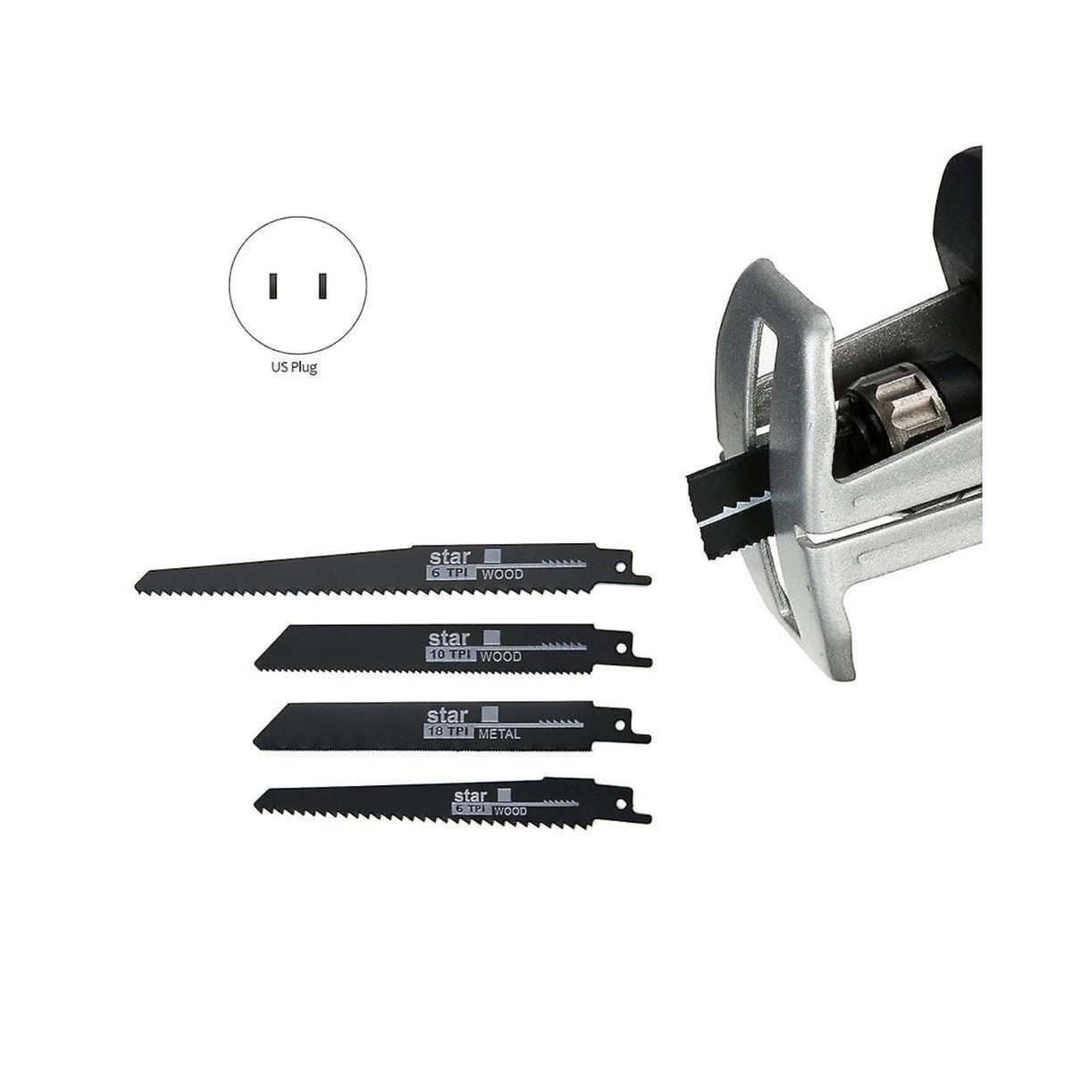Mini fierastrau electric tip sabie, 2 acumulatori 48V 8000 mAh, 4 panze, valiza