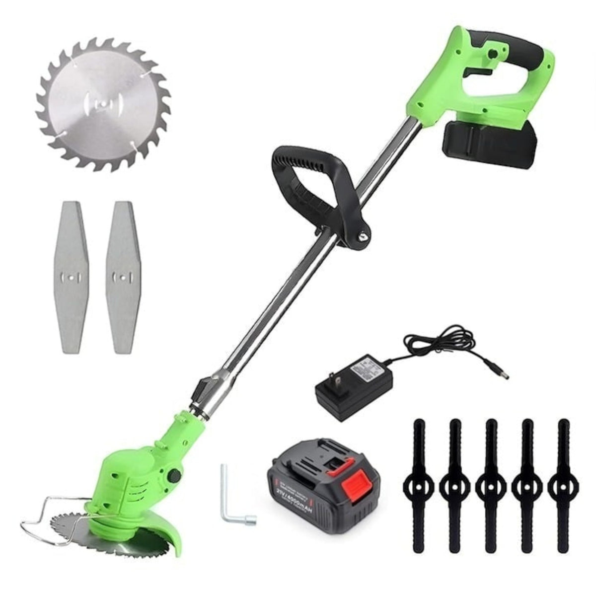 Motocoasa electrica 500W, 2 acumulatori 48V 8.0mAh, 18000 RPM, brat ajustabil