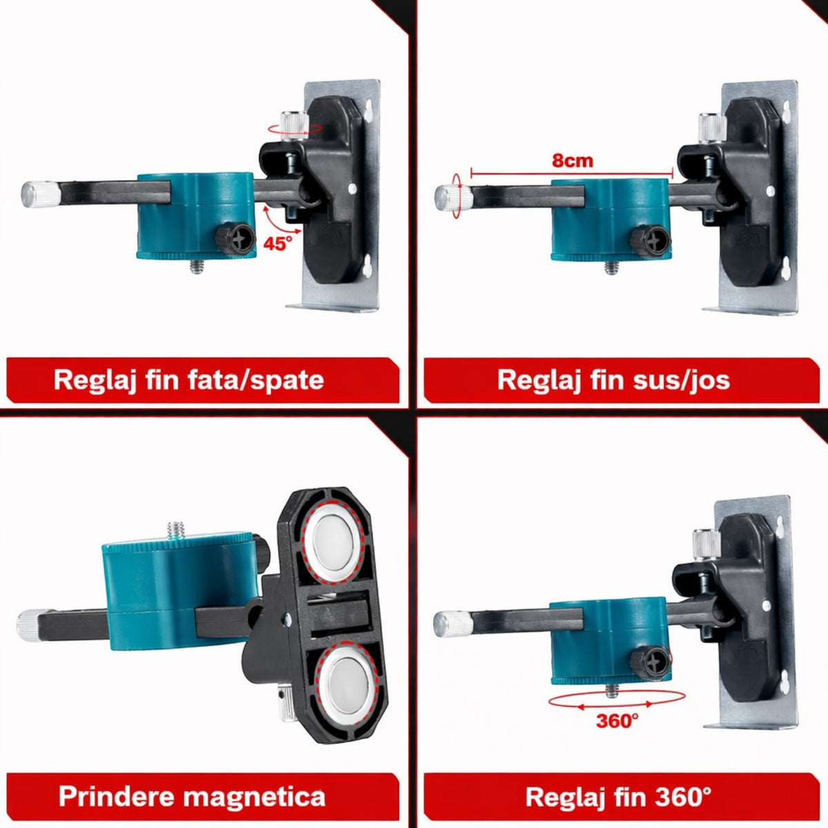Nivela laser 4D, 16 linii, auto-nivelare, alimentare USB, 2 baterii, inaltime ajustabila 1.2 m