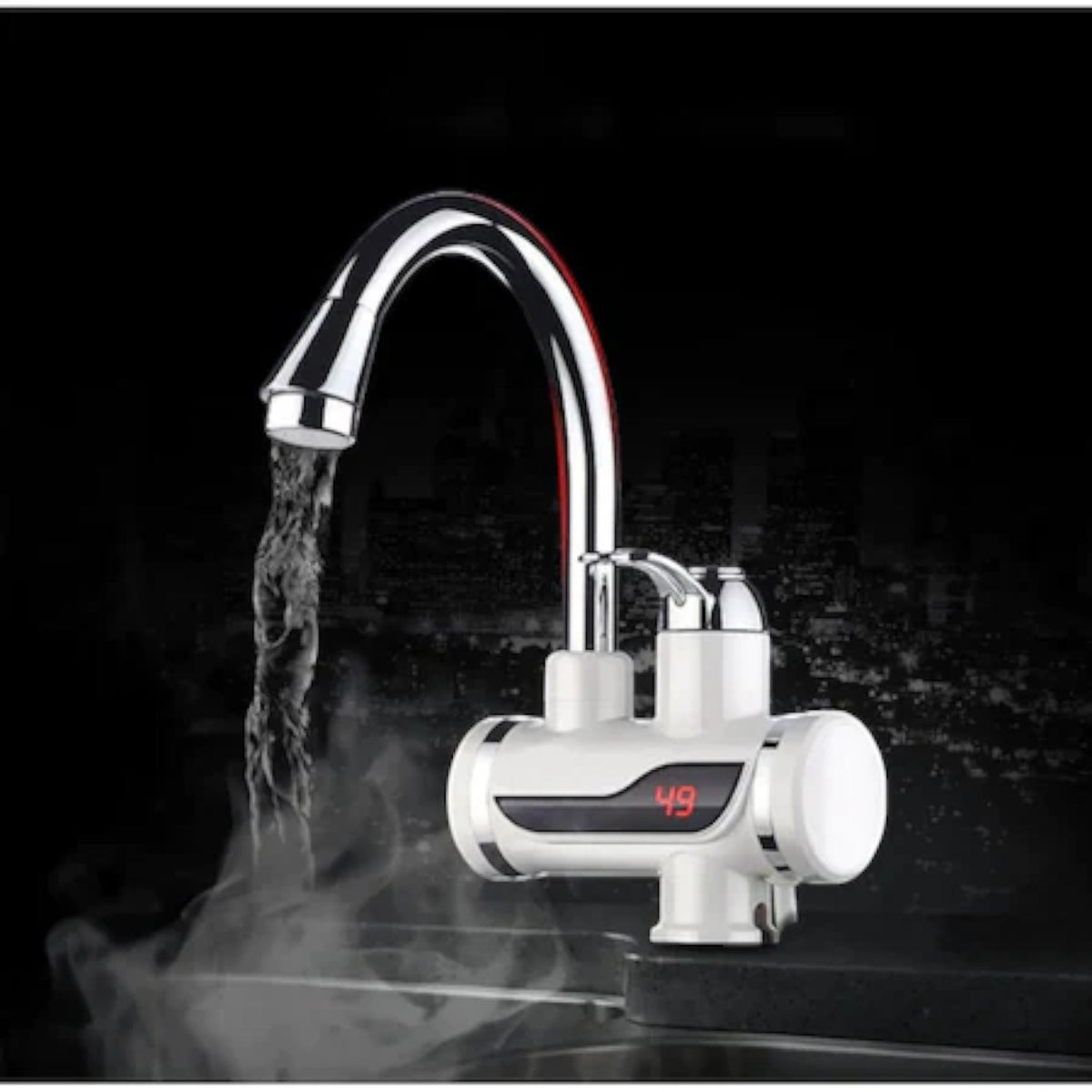 Robinet electric pentru apa calda instant, 3000W, afisaj LCD, montaj chiuveta