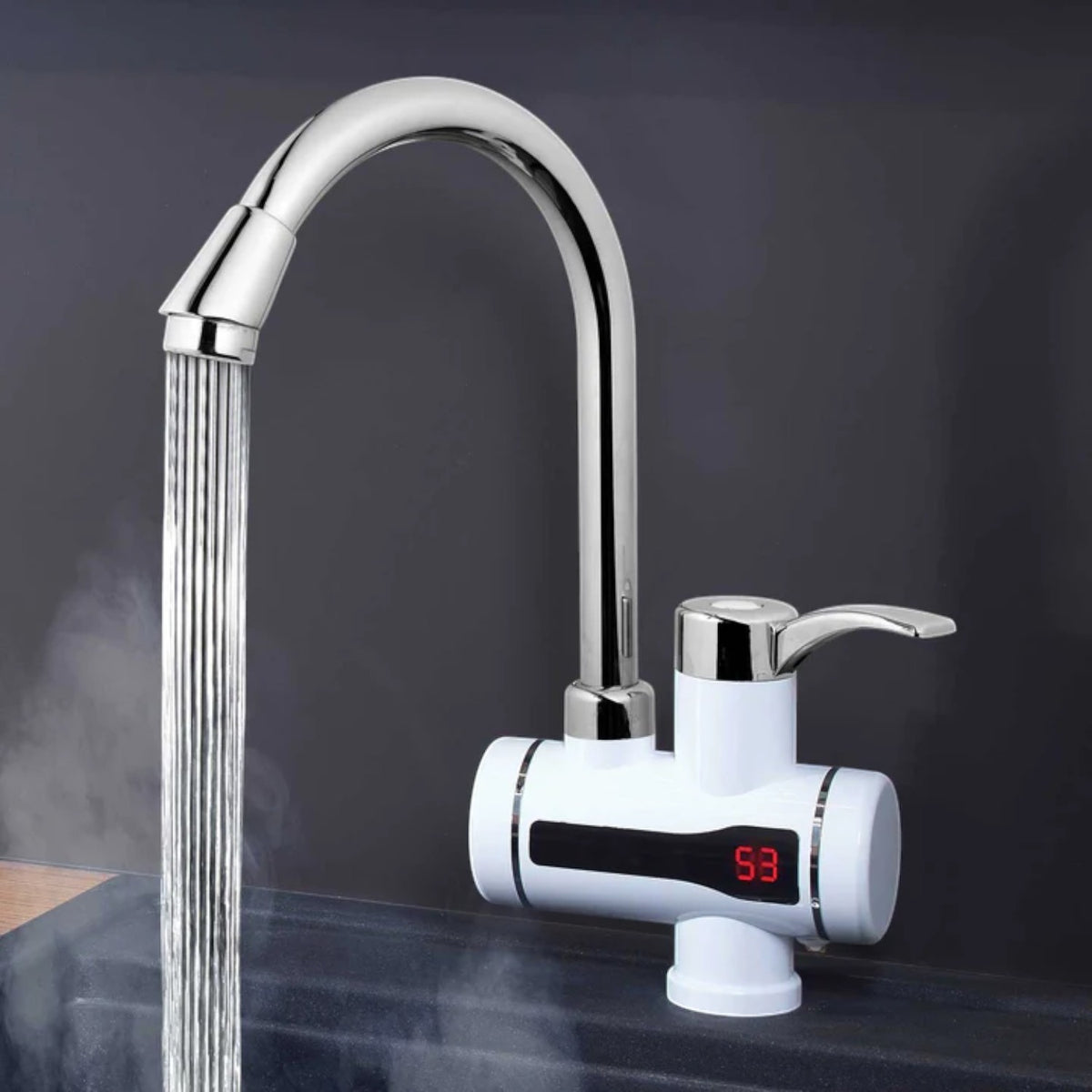 Robinet electric pentru apa calda instant, 3000W, afisaj LCD, montaj chiuveta