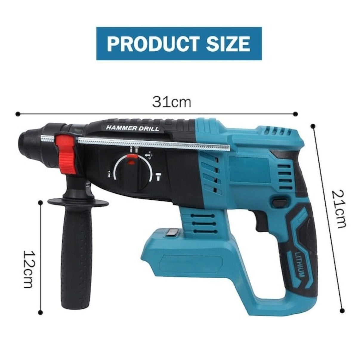 Ciocan rotopercutor 1500W, 3.2J, 1000rpm, 2 acumulatori 48V 8.0 Ah, 3 moduri, brushless, albastru