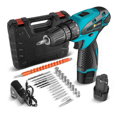 Set Bormasina Electrica cu 2 Acumulatori 12V, Set 24 de Accesorii, 1400 RPM