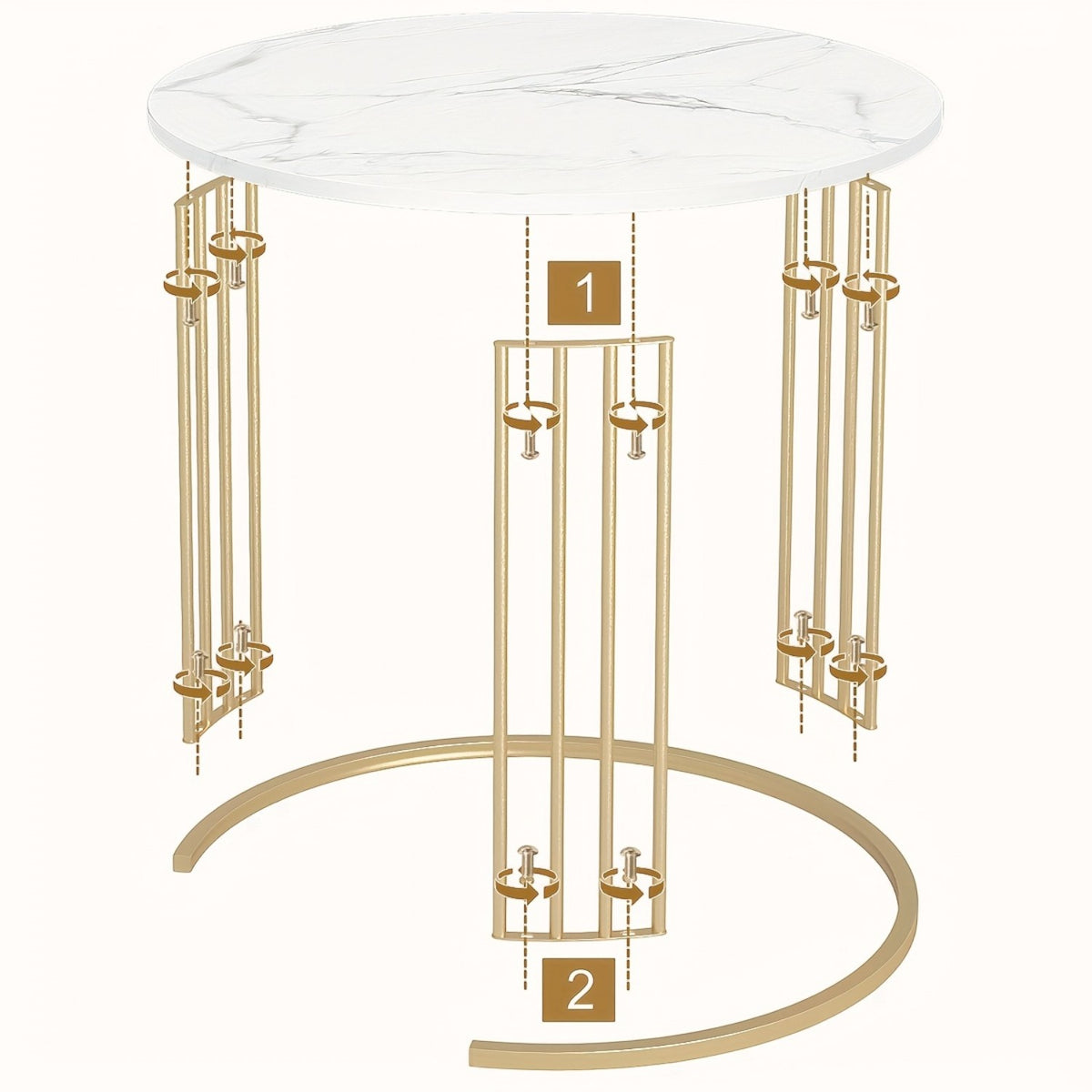 Set de 2 masute de cafea tip "Nesting", design rotund, masute laterale moderne pentru dormitor si sufragerie