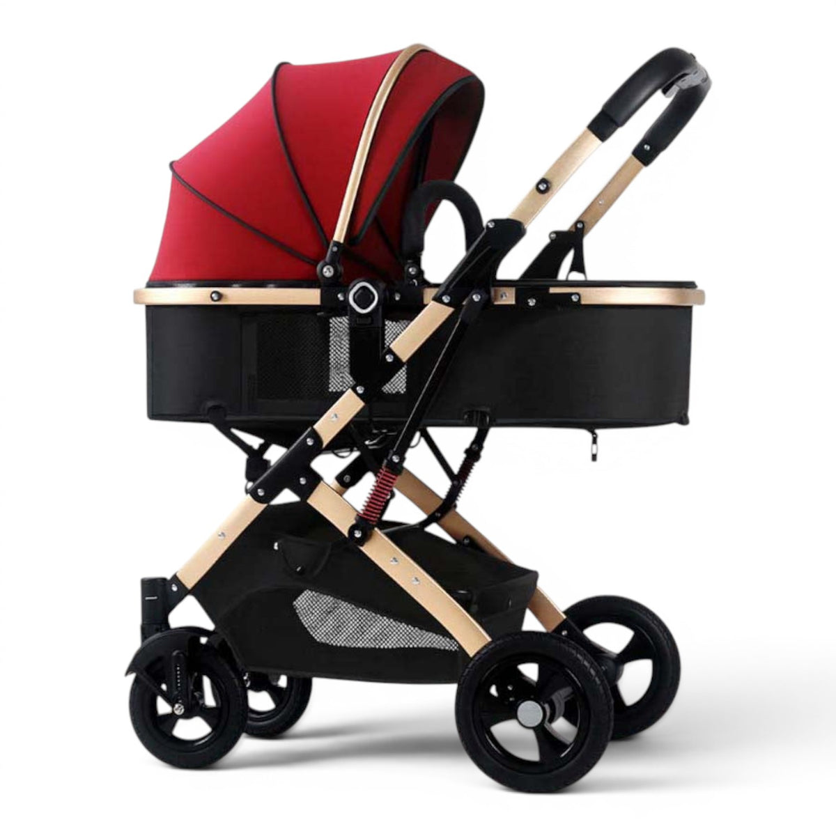Carucior 2 in 1 pliabil, landou-sport, cu suspensii, 0-36 luni, 25 kg, roti cauciuc, cos depozitare